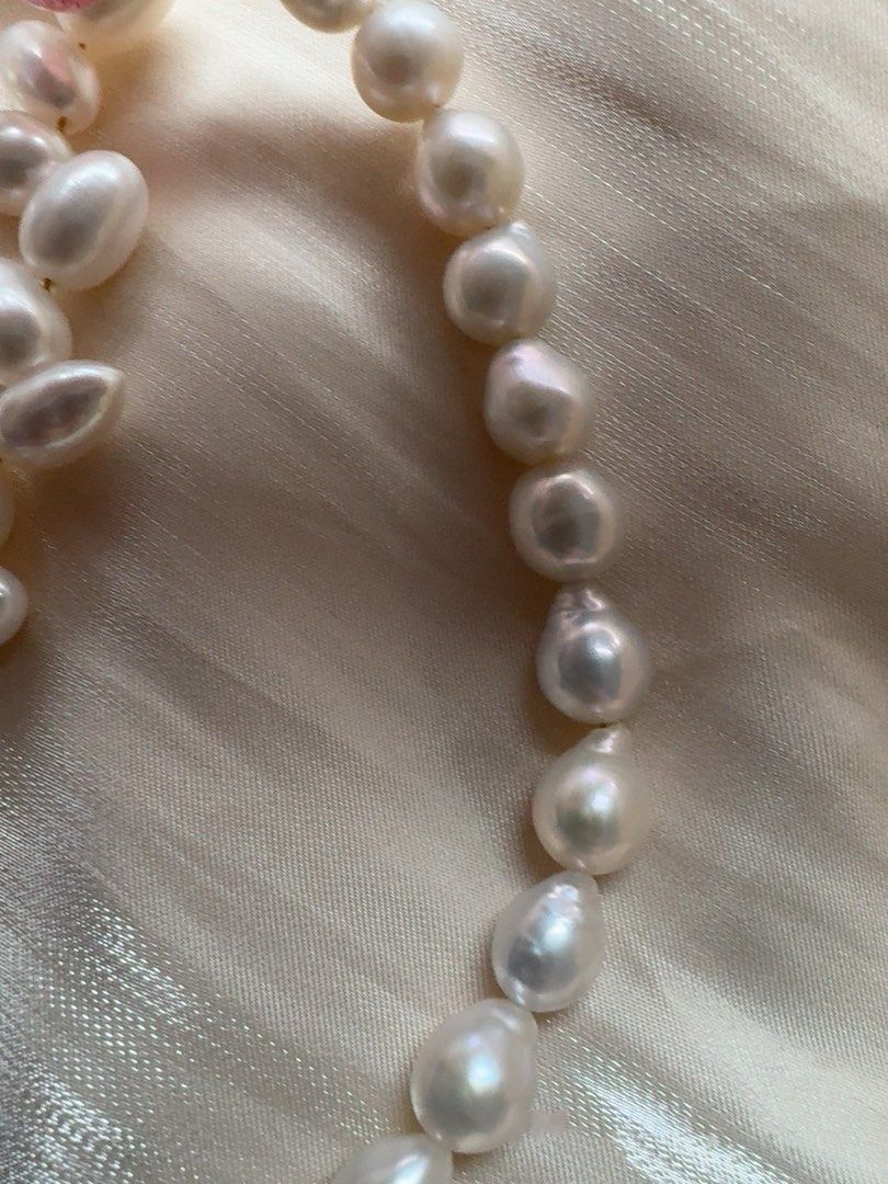 #PN425 Fresh Breeze|Freshwater Pearl Necklace |Wheat Ear Design|Baroque Pearl |Purple Quartz |Strawberry Quartz