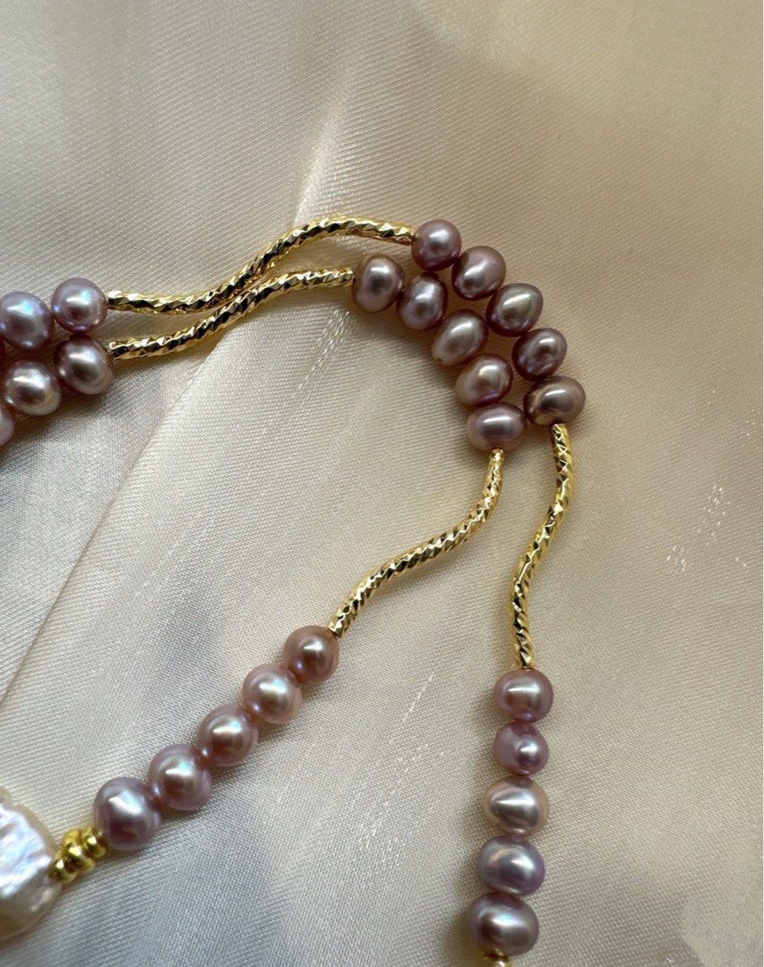 #PN406 Ocean’s Embrace |Freshwater Pearl Necklace |Baby Pearl|Big Petal Pendant |Pearl “Chip”|Lustrous