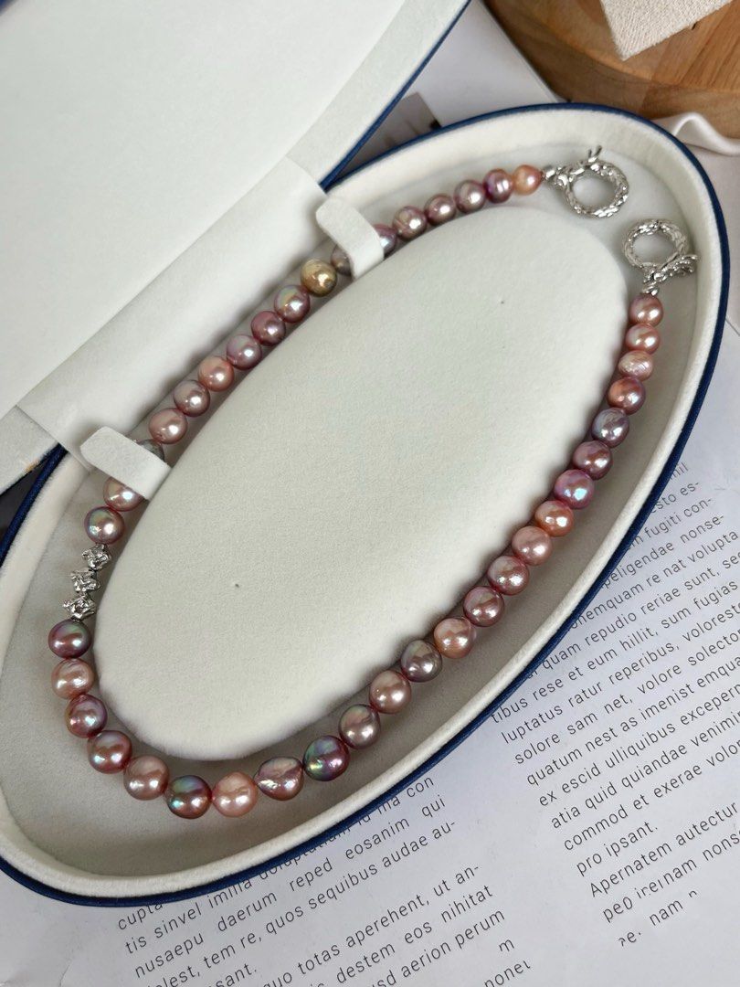 #PN375 Oil Painting |Freshwater Pearl Necklace |Wrinkled Pearls|Dark Purple|Slight Irregular Shapes|Supreme Lustre|Natural Flaws|Rare|Deep Candy Shades