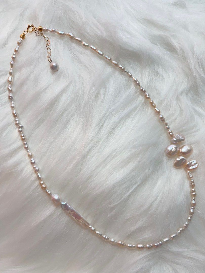 #PN341 Baby Gourd | Freshwater Pearl Necklace | Stick Shaped Baroque | Baby Pearl | Fatty Petal Pearl | Simple Style