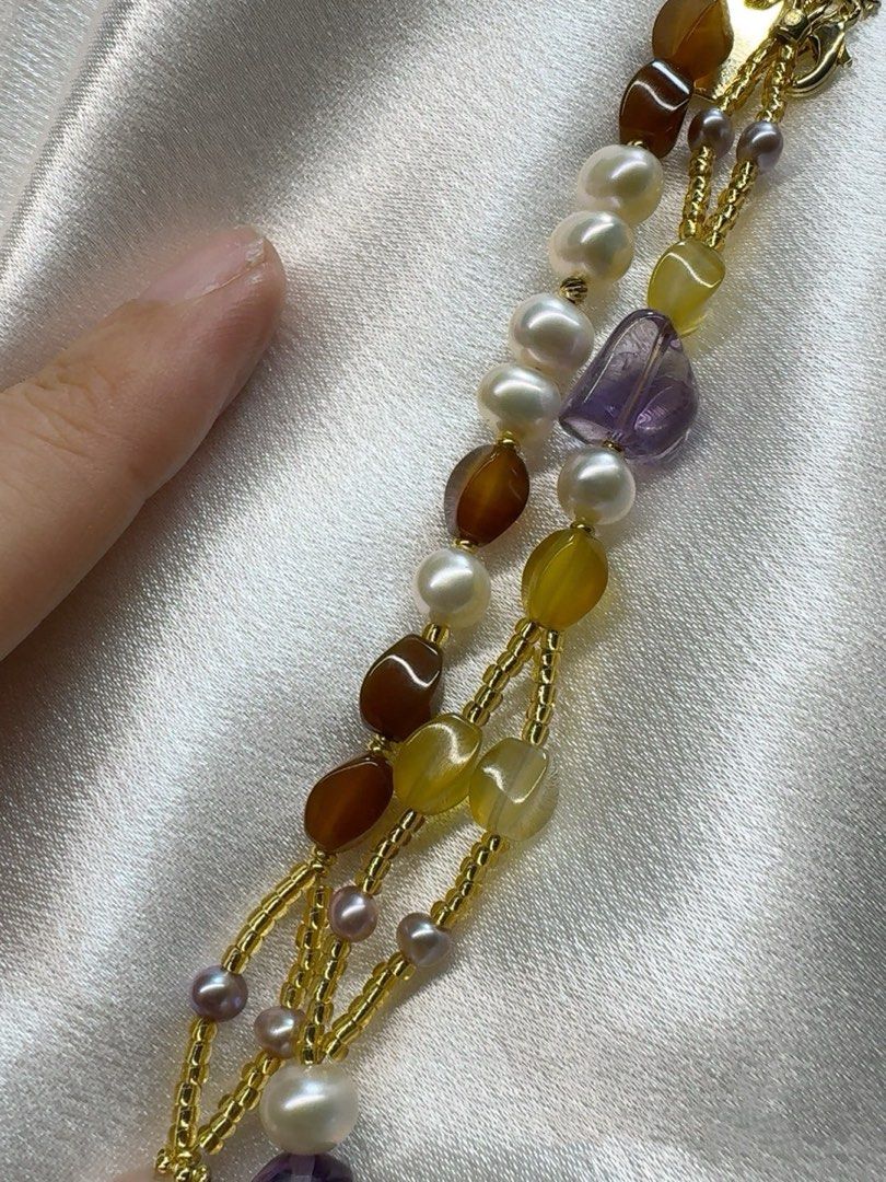 #PN424 [Floral Series] Dream Catcher| Freshwater Pearl Necklace |Purple Quartz |Purple Edison Pearl |Tea Agate