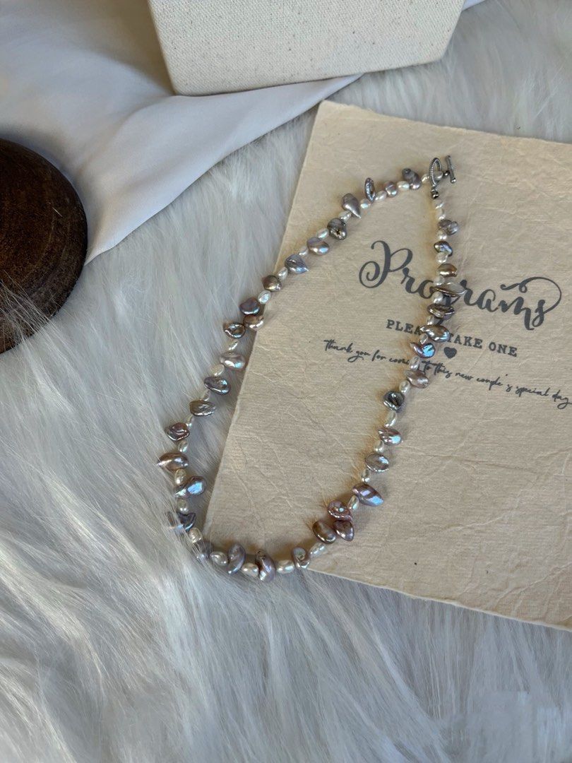 #PN369 Purple Teeth |Freshwater Pearl Necklace |Teeth Shaped Pearl|Lustrous|Rare Colour