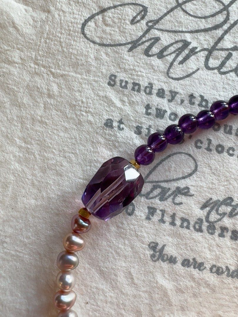 #PN14 Baby Purple |Freshwater Pearl Necklace | Amethyst |Baby Baroque Pearl |Lustrous| Gradient Colour