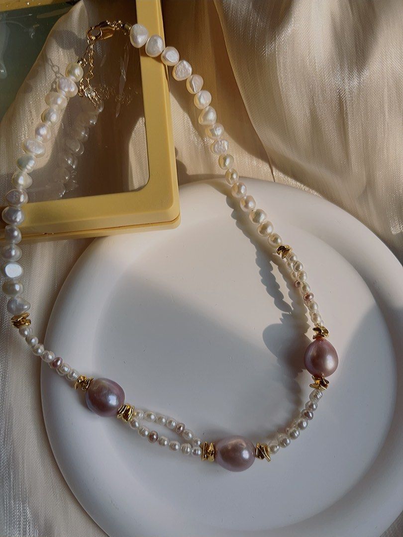 #PN398 [Clearance Sale]Baroque Pearl Necklace |Genuine Freshwater Pearl |Baby Baroque Pearl |Two-layered