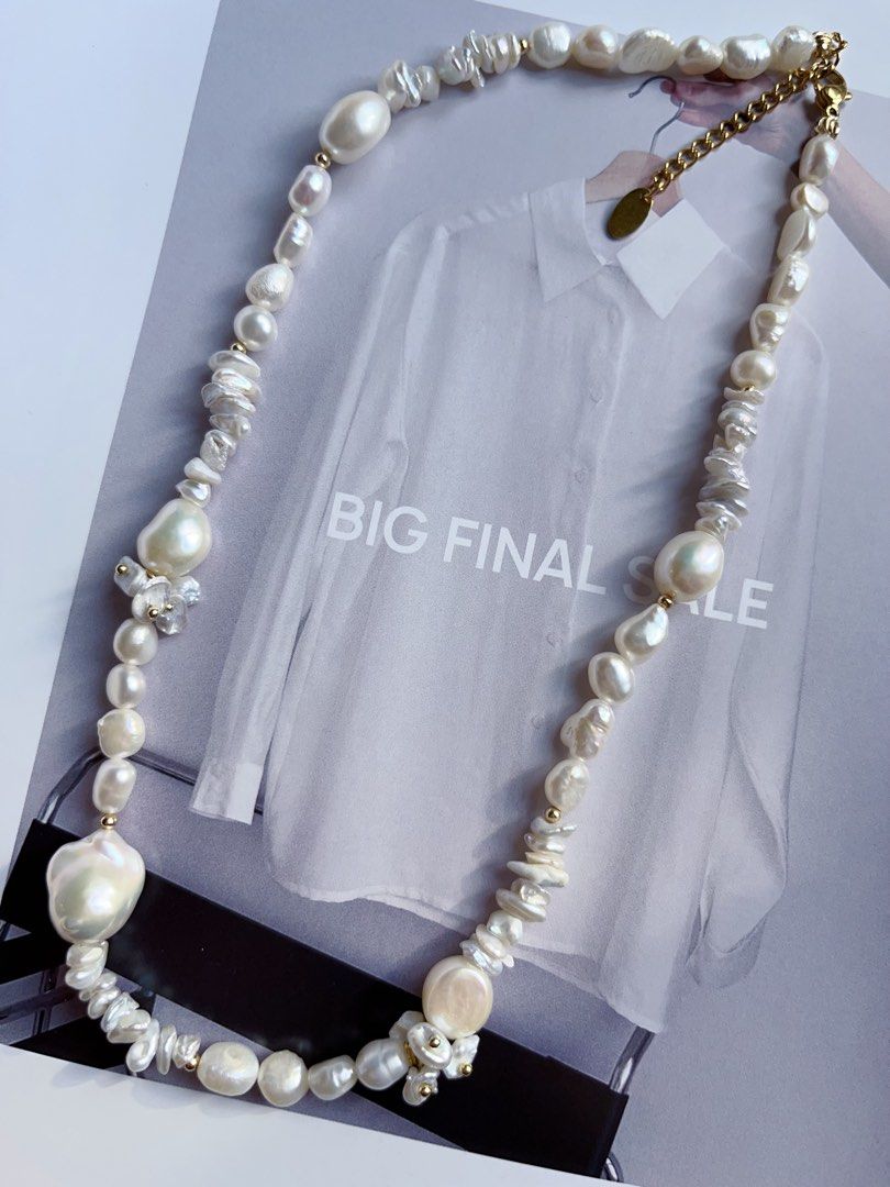 #PN153 [Sale] [Floral Series]Handmade Original Design Freshwater Baroque Petal Necklace |Excellent Lustre |Overlapping Petals