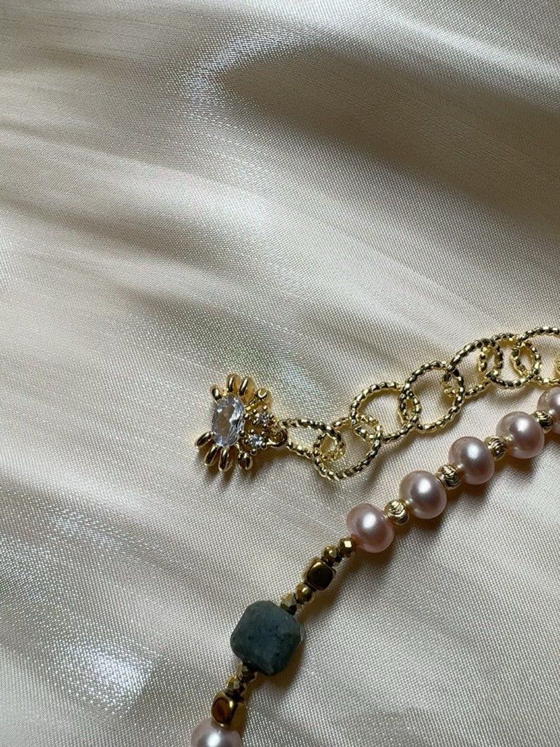 #PN437 Purple Dream|Freshwater Pearl Necklace |Fluorite|Purple Quartz |Wrinkled Baroque Pearl |Natural Flaws|Yellow, White Quartz