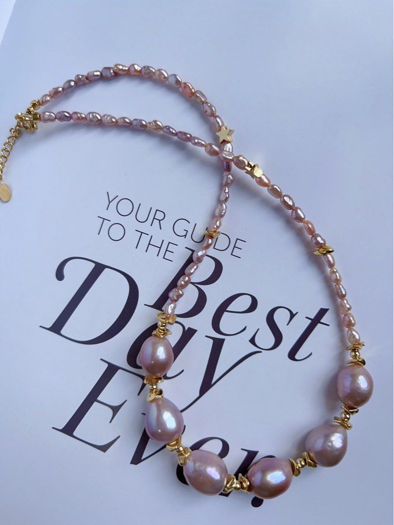 #PN326 [Clearance Sale] Purple Christmas |Freshwater Pearl Necklace |Golden Star|Baby Baroque & Big Baroque Pearl |Excellent Lustre|Gorgeous Purple