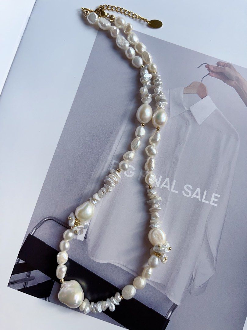 #PN153 [Sale] [Floral Series]Handmade Original Design Freshwater Baroque Petal Necklace |Excellent Lustre |Overlapping Petals