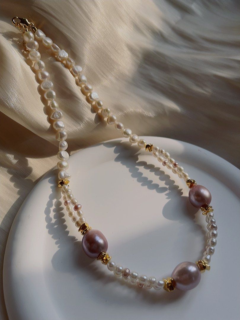 #PN398 [Clearance Sale]Baroque Pearl Necklace |Genuine Freshwater Pearl |Baby Baroque Pearl |Two-layered