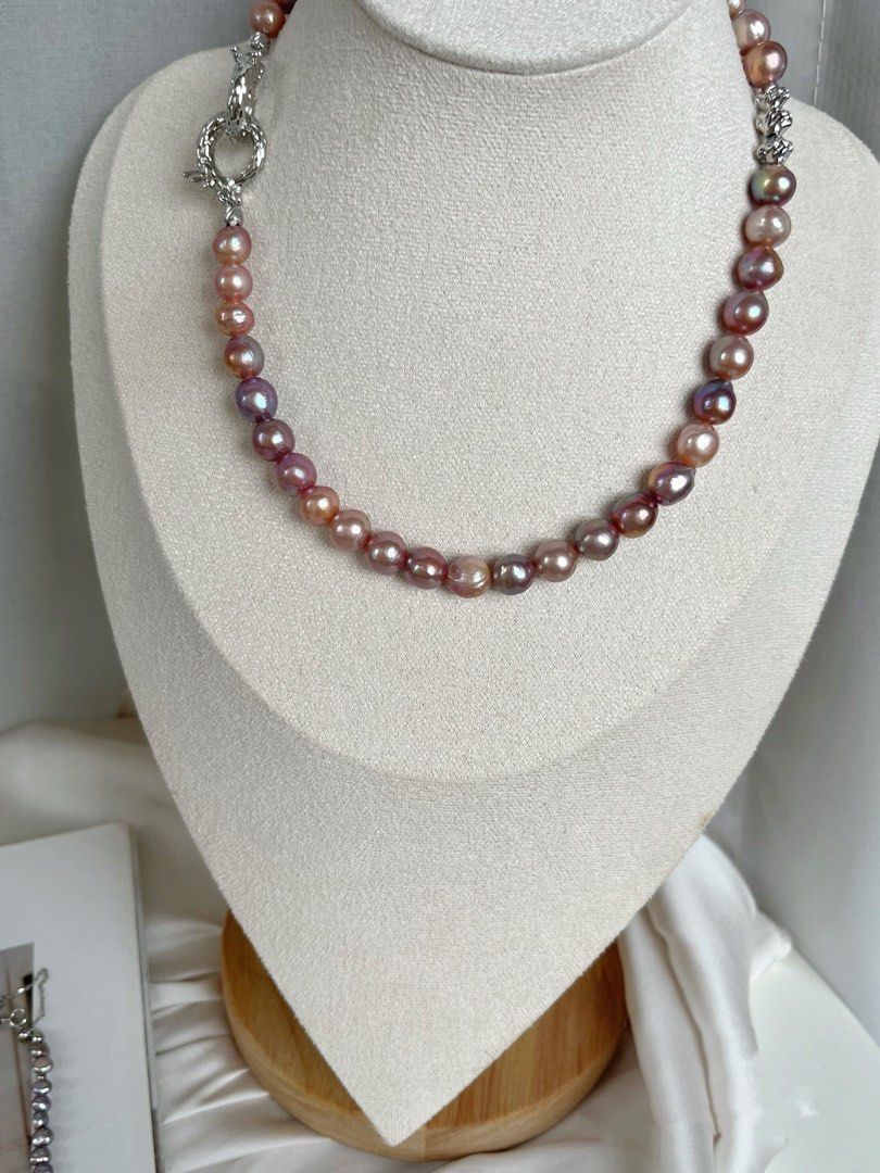 #PN375 Oil Painting |Freshwater Pearl Necklace |Wrinkled Pearls|Dark Purple|Slight Irregular Shapes|Supreme Lustre|Natural Flaws|Rare|Deep Candy Shades