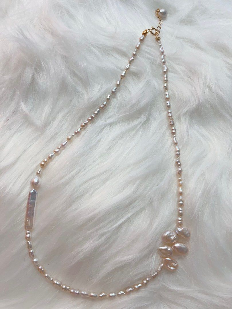 #PN341 Baby Gourd | Freshwater Pearl Necklace | Stick Shaped Baroque | Baby Pearl | Fatty Petal Pearl | Simple Style