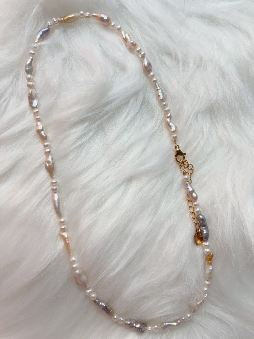 #PN342 Minimalist | Freshwater Pearl Necklace | Baby Pearl Spacers| Colorful Irregular Baroque Pearl | Elegant & Classic