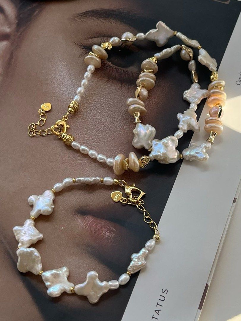 #PN74 Star & Moons| Freshwater Pearl Necklace & Bracelet Set | Coin Pearls| Rice Pearl |Baroque Pearl |Mixed Shapes