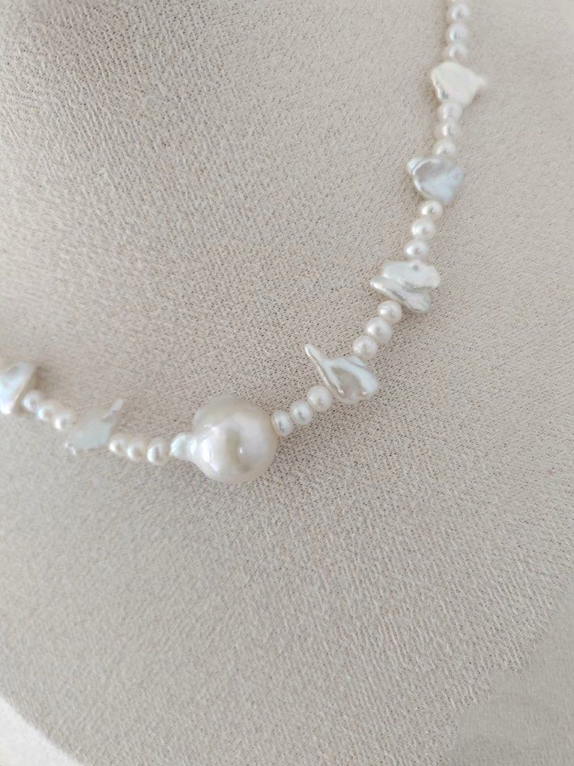 #PN294 Milky Way | Freshwater Pearl Necklace | Baby Baroque Pearl | Big Baroque | Tooth Shaped Pearl