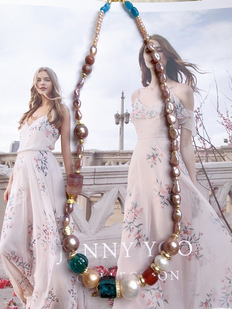 #PN402 [Sale]Purple Fantasy |Genuine Freshwater Pearl Necklace |Red Agate|Fluorite|Big Edison Pearl|Baroque Pearl