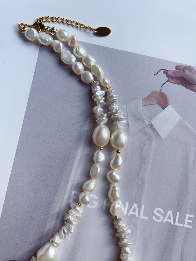 #PN153 [Sale] [Floral Series]Handmade Original Design Freshwater Baroque Petal Necklace |Excellent Lustre |Overlapping Petals