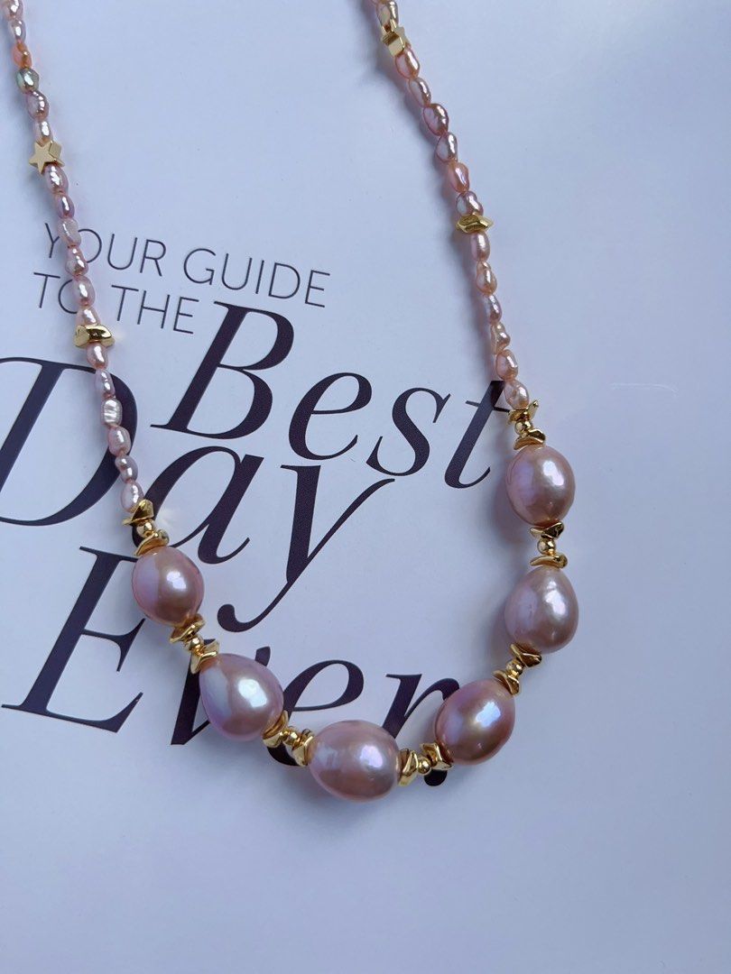 #PN326 [Clearance Sale] Purple Christmas |Freshwater Pearl Necklace |Golden Star|Baby Baroque & Big Baroque Pearl |Excellent Lustre|Gorgeous Purple