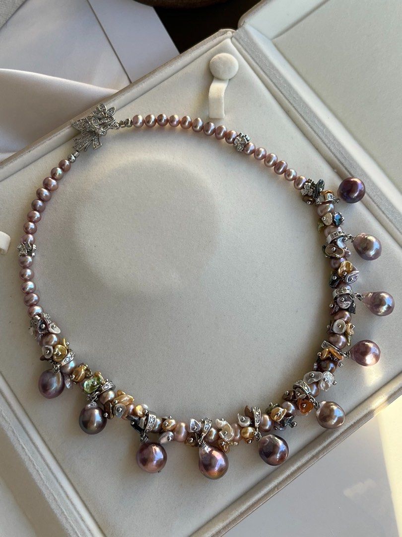 #PN156 [Floral Series]One of A Kind|Freshwater Pearl Necklace |Edison Pearl |Gorgeous & Luxurious |Colourful Petal Pearls|Well Made