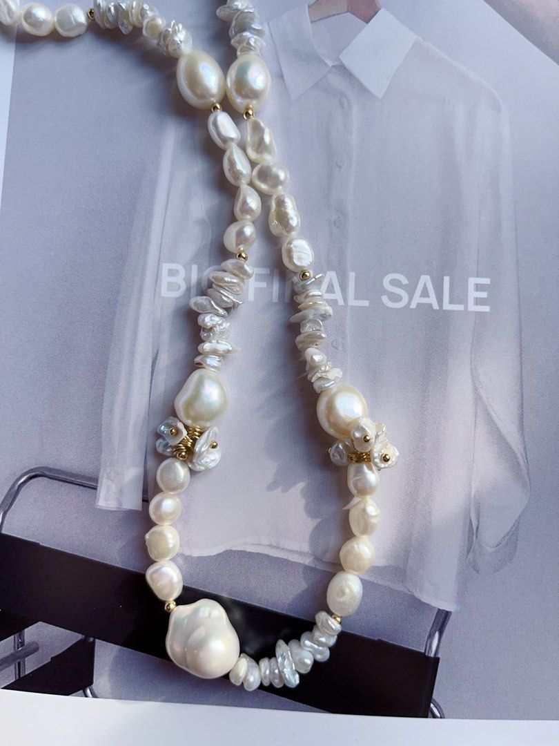 #PN153 [Sale] [Floral Series]Handmade Original Design Freshwater Baroque Petal Necklace |Excellent Lustre |Overlapping Petals