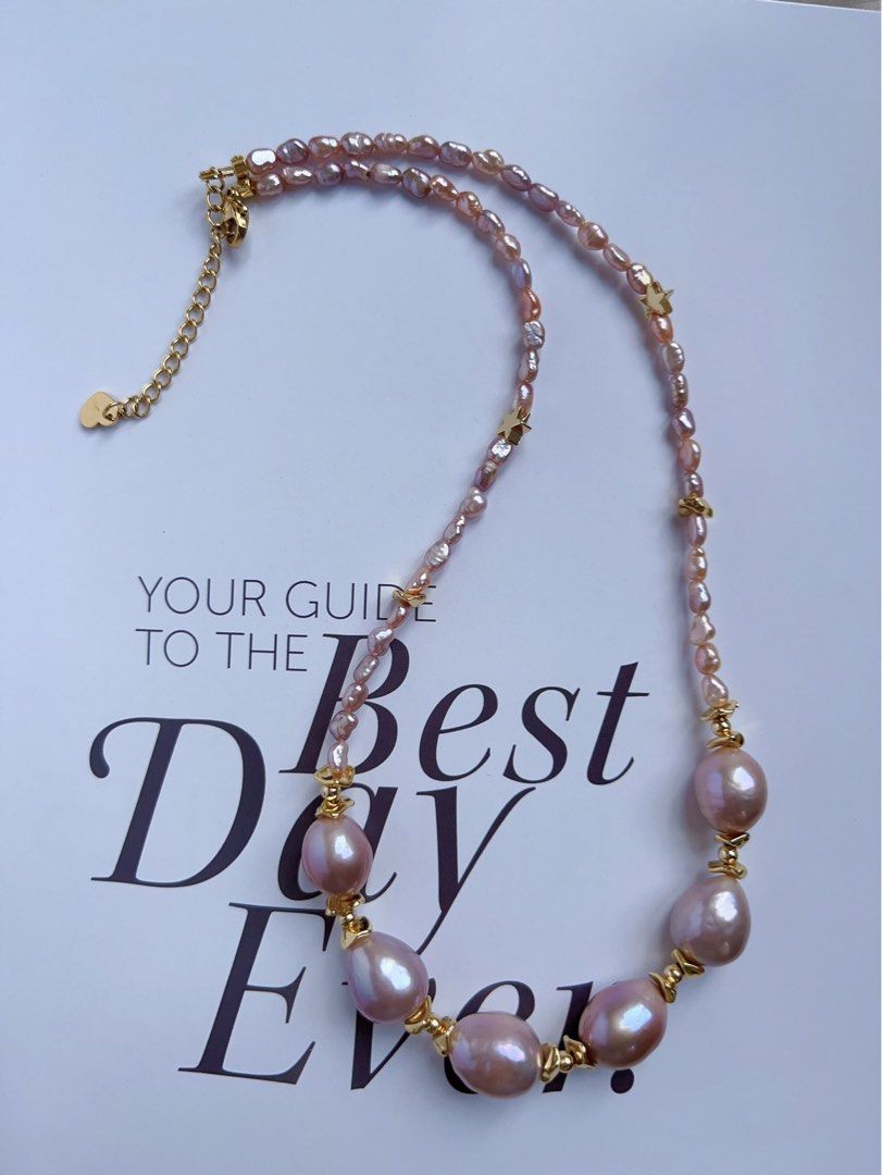 #PN326 [Clearance Sale] Purple Christmas |Freshwater Pearl Necklace |Golden Star|Baby Baroque & Big Baroque Pearl |Excellent Lustre|Gorgeous Purple