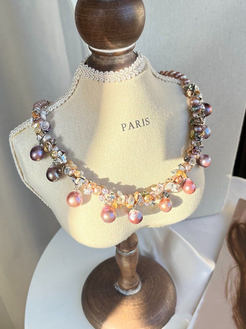 #PN156 [Floral Series]One of A Kind|Freshwater Pearl Necklace |Edison Pearl |Gorgeous & Luxurious |Colourful Petal Pearls|Well Made