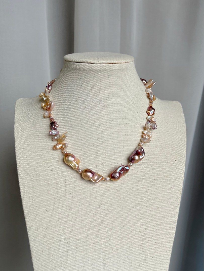 #PN62 Aurora Purple|Freshwater Pearl Necklace & Bracelet Set|Pearl Petal | Baby Baroque |"Star" Shaped Pearls| Excellent Luster