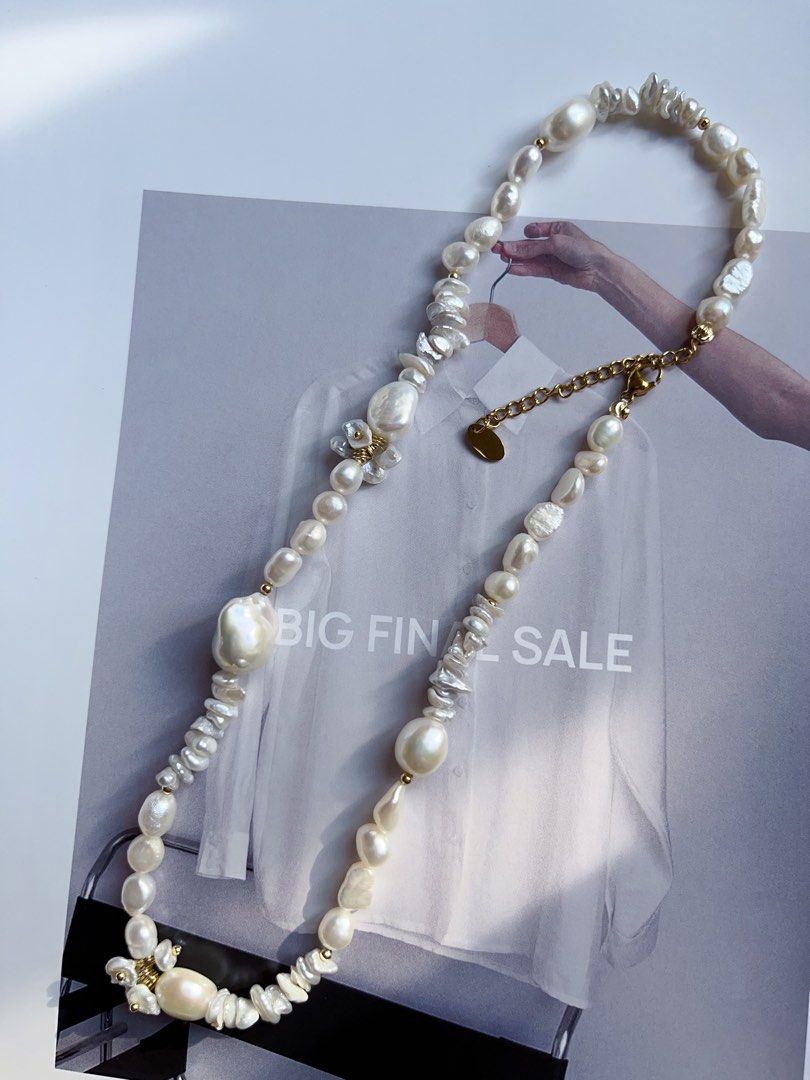 #PN153 [Sale] [Floral Series]Handmade Original Design Freshwater Baroque Petal Necklace |Excellent Lustre |Overlapping Petals