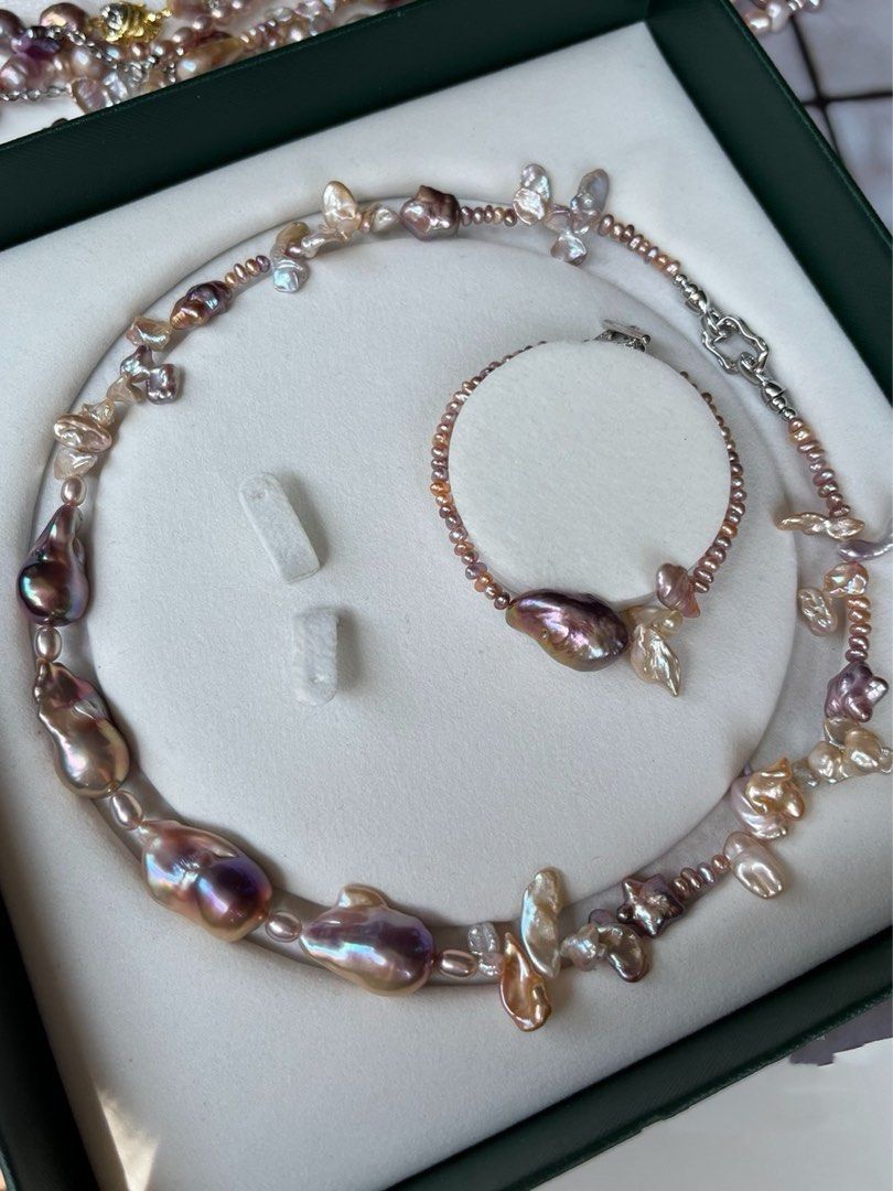 #PN62 Aurora Purple|Freshwater Pearl Necklace & Bracelet Set|Pearl Petal | Baby Baroque |"Star" Shaped Pearls| Excellent Luster