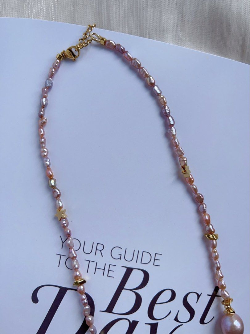 #PN326 [Clearance Sale] Purple Christmas |Freshwater Pearl Necklace |Golden Star|Baby Baroque & Big Baroque Pearl |Excellent Lustre|Gorgeous Purple