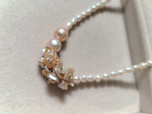 #PN155 [Floral Series] Mermaid Colourful Petals Pearl Necklace |Candy Wrinkled Baroque Pearl