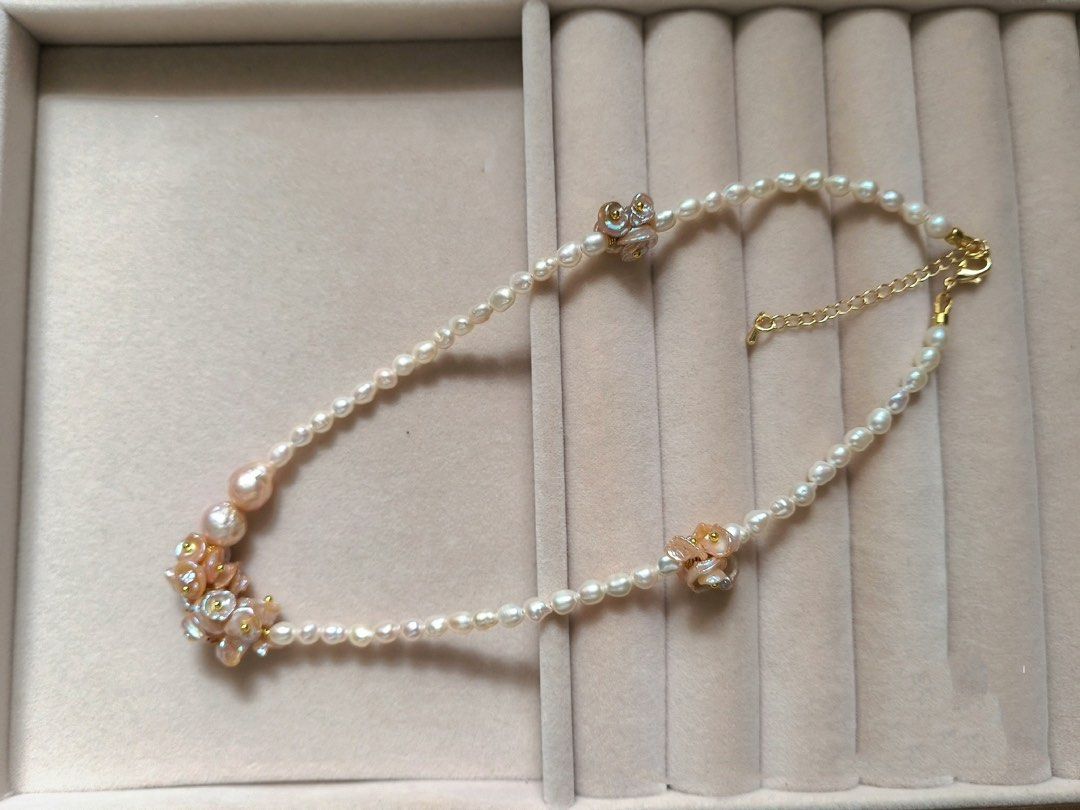 #PN155 [Floral Series] Mermaid Colourful Petals Pearl Necklace |Candy Wrinkled Baroque Pearl