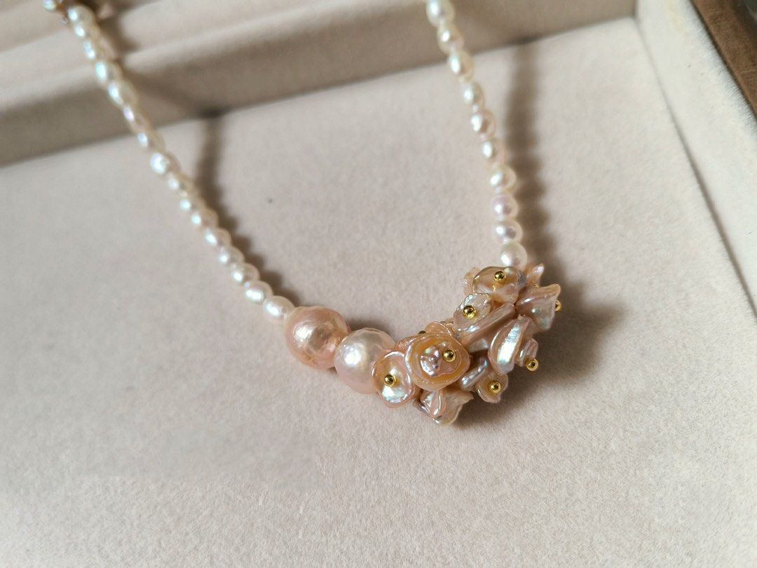 #PN155 [Floral Series] Mermaid Colourful Petals Pearl Necklace |Candy Wrinkled Baroque Pearl