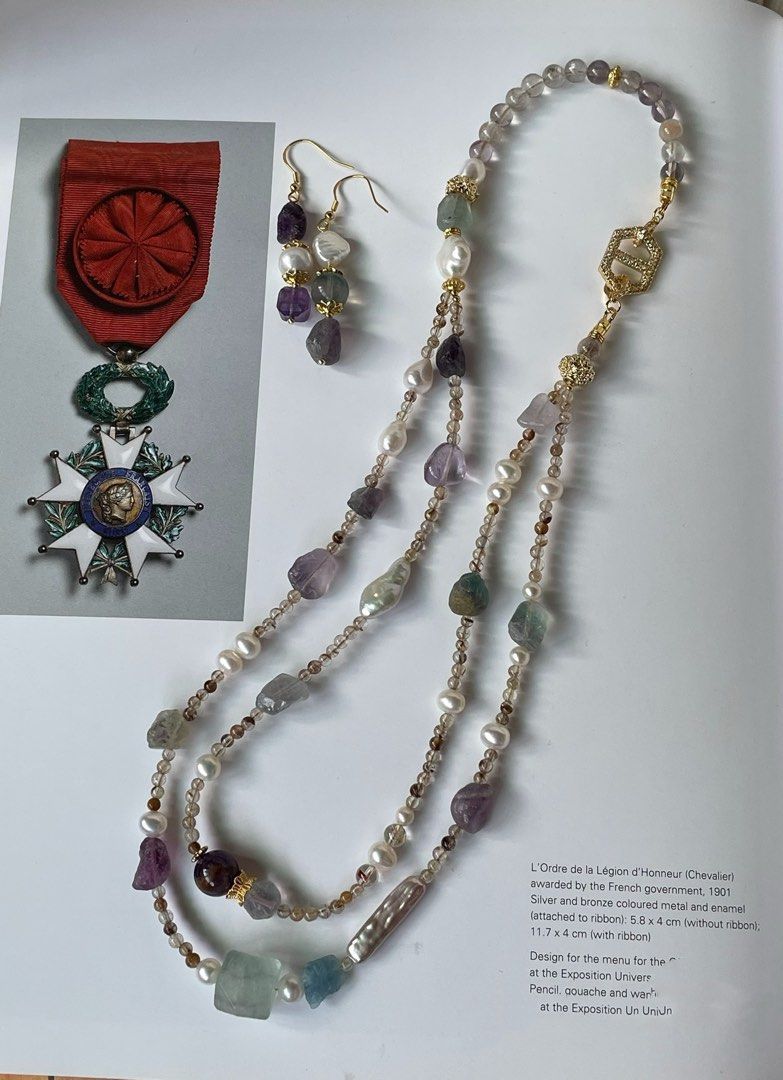 #PN249 Purely Natural |Freshwater Pearl Necklace & Earrings Set|Faceted Fluorite |Double-layer|Purple Phantom