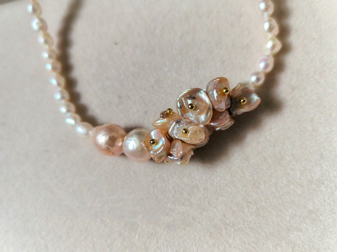 #PN155 [Floral Series] Mermaid Colourful Petals Pearl Necklace |Candy Wrinkled Baroque Pearl