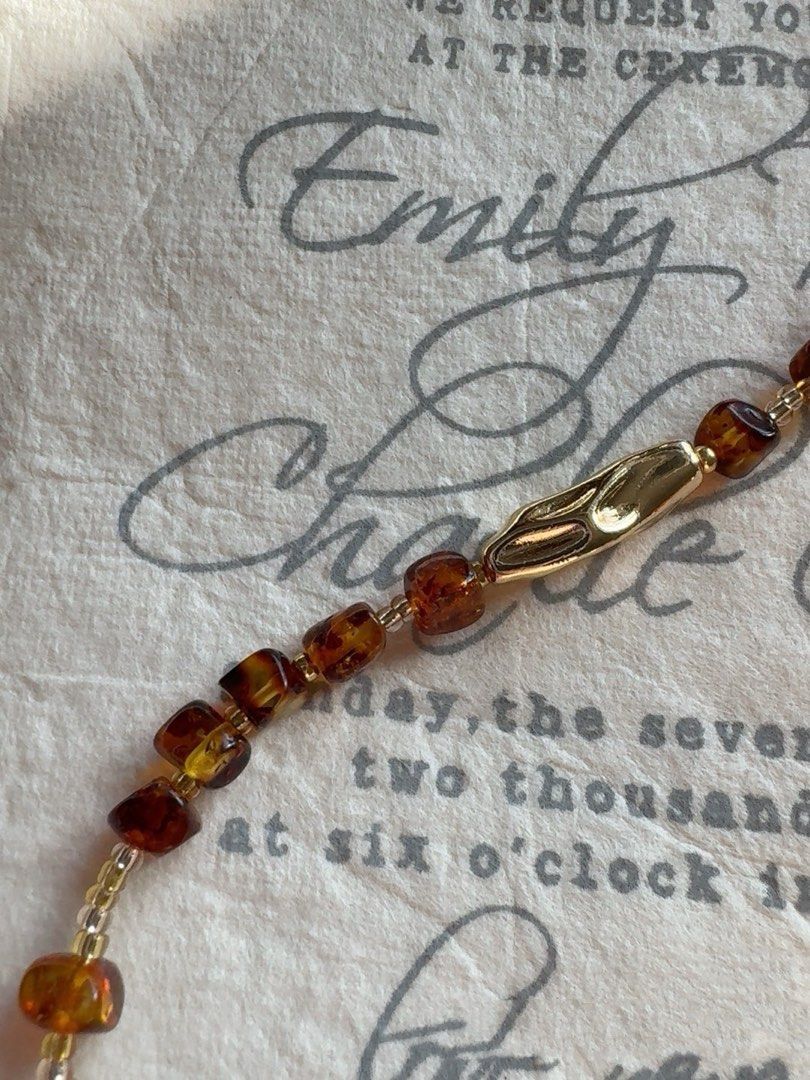 #PN271 Amber Cubes| Freshwater Pearl Necklace | Wrinkled Baroque Pearl |Light Weight