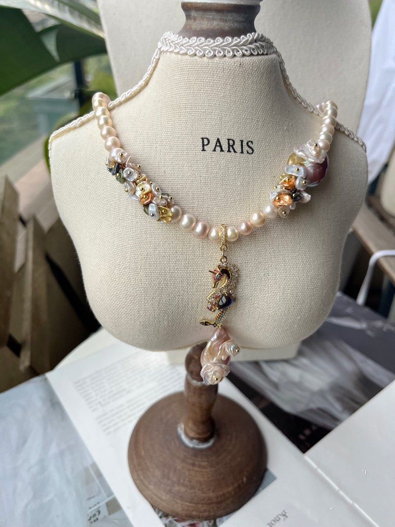 #PN127 [Floral Series] Handmade Original Design | Rainbow Petals| Freshwater Pearl Bracelet & Necklace Set | Colourful Pearl Petals| Gorgeous Removable Pendant |French Garden Style
