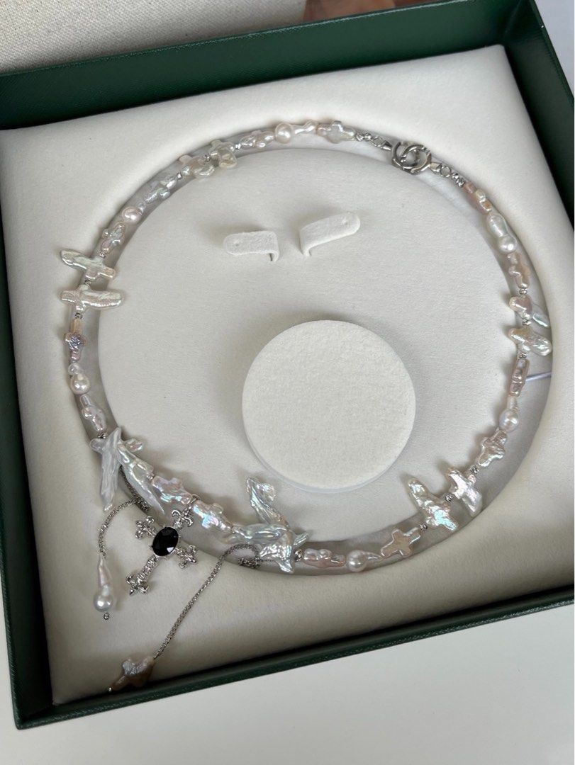 #PN116 White Cross|Freshwater Pearl Necklace |”Cross” Shaped Pearls|Dripping