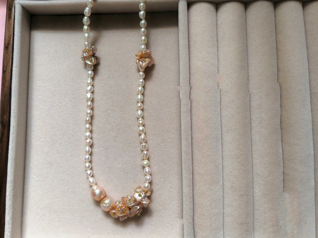 #PN155 [Floral Series] Mermaid Colourful Petals Pearl Necklace |Candy Wrinkled Baroque Pearl