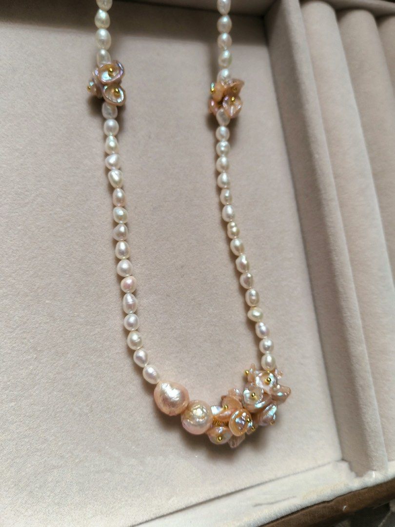 #PN155 [Floral Series] Mermaid Colourful Petals Pearl Necklace |Candy Wrinkled Baroque Pearl