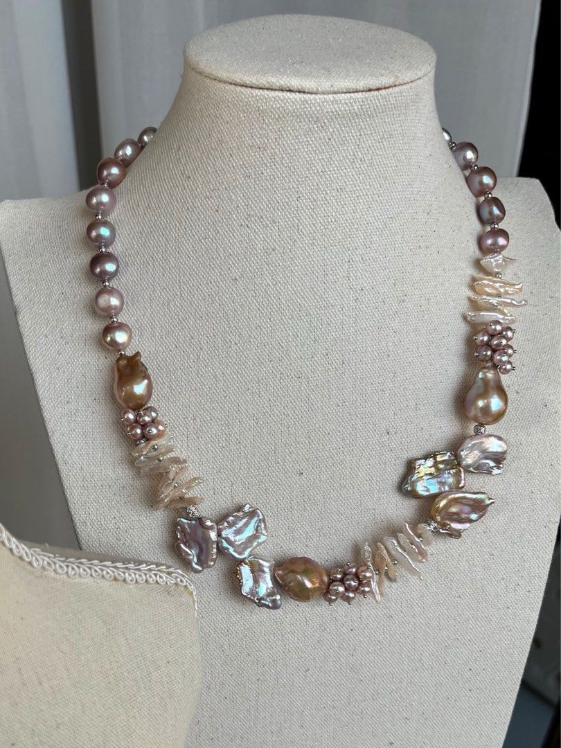 #PN56 [Floral Series] Baroque Complex| Freshwater Pearl Necklace |Big Baroque Pearl |Golden Lustre|Mixed Shapes |Petals