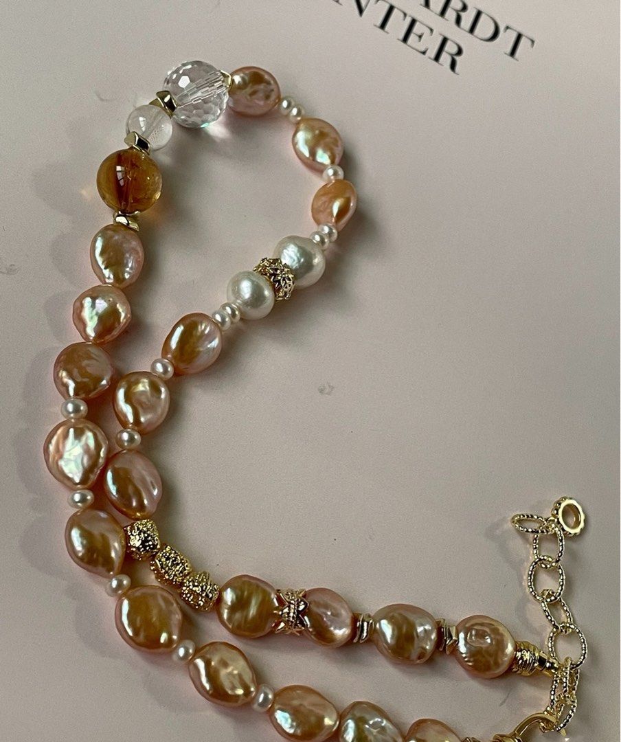 #PN06 Pearl Whispers |Freshwater Pearl Necklace |Lustrous Coin Pearls|Fluorite, Amethyst, Clear Quartz