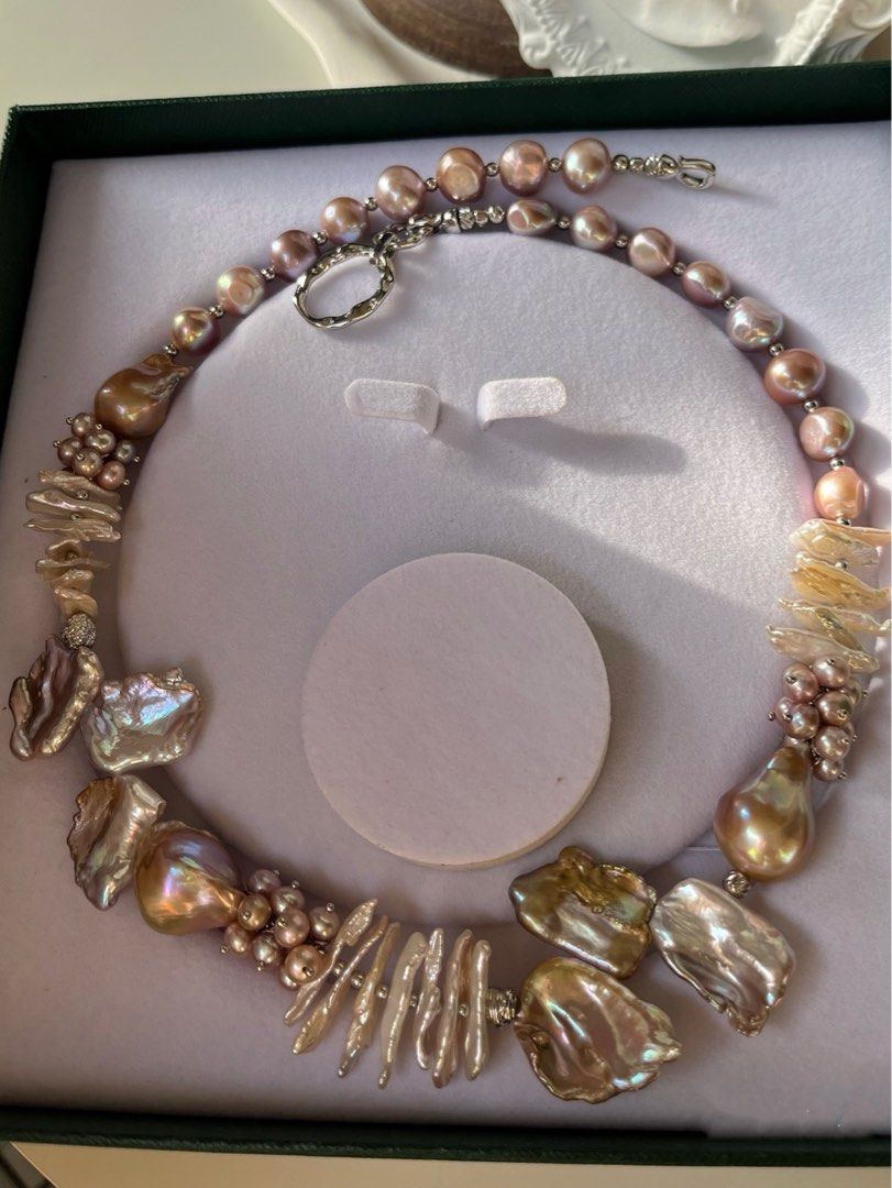 #PN56 [Floral Series] Baroque Complex| Freshwater Pearl Necklace |Big Baroque Pearl |Golden Lustre|Mixed Shapes |Petals