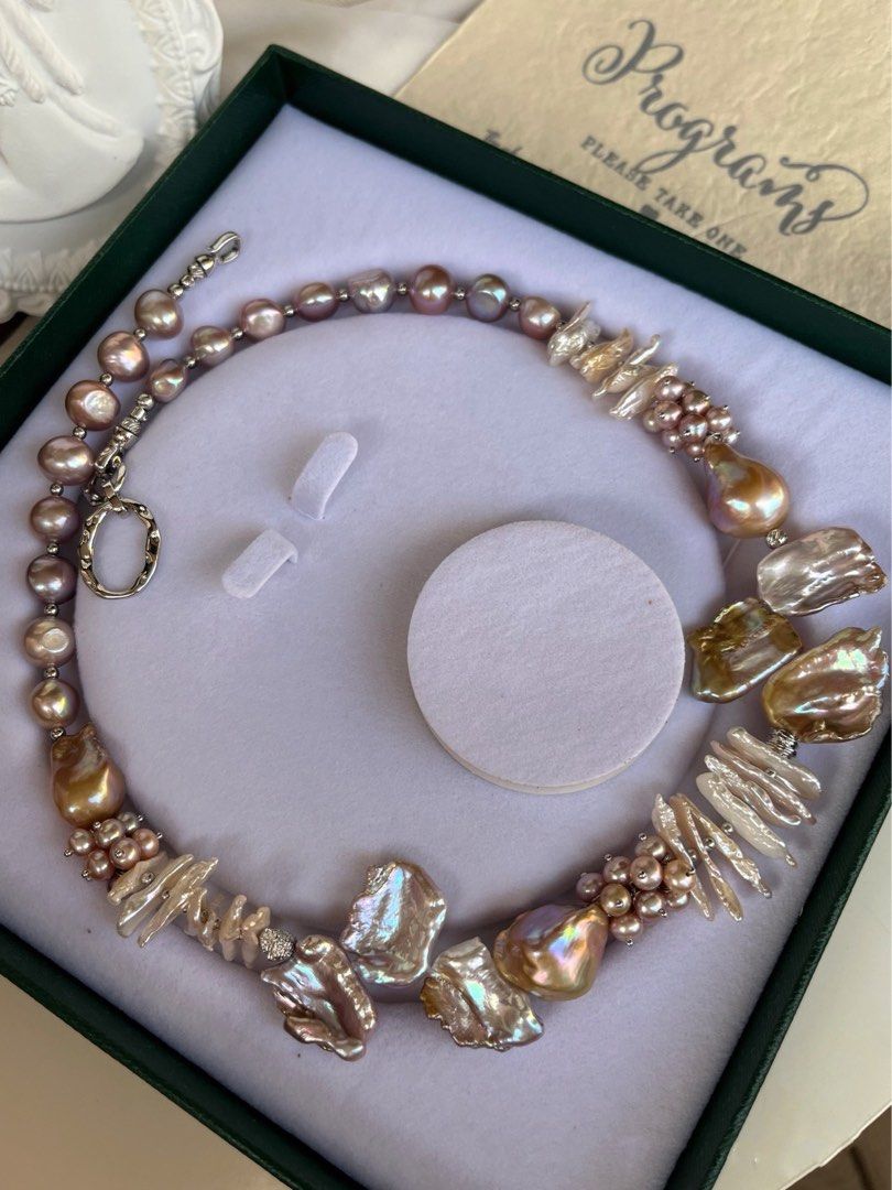 #PN56 [Floral Series] Baroque Complex| Freshwater Pearl Necklace |Big Baroque Pearl |Golden Lustre|Mixed Shapes |Petals