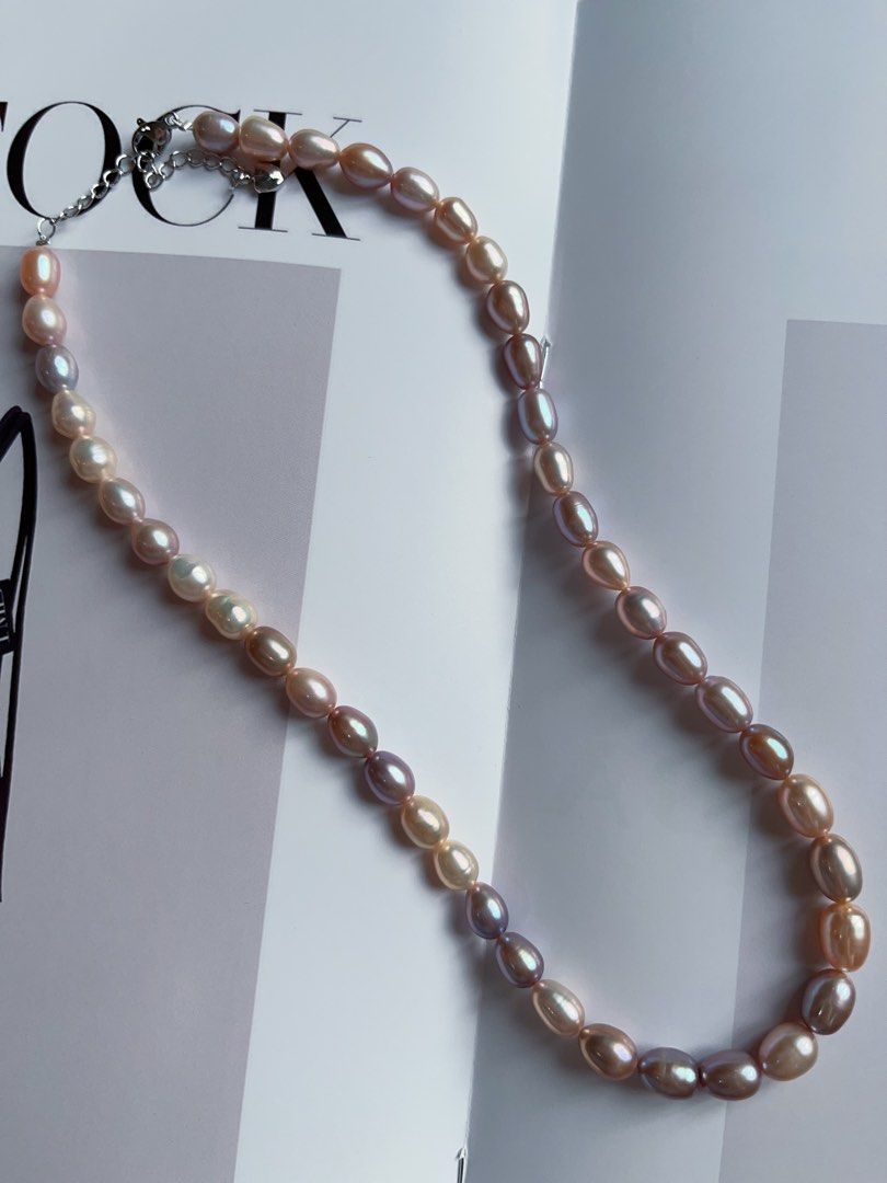 #PN38 [Minimalist] Colourful Summer|Handmade|Original Design |Freshwater Pearl Necklace |Mixed Colour Rice Pearl |Metallic Lustre |Rare