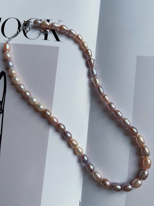 #PN38 [Minimalist] Colourful Summer|Handmade|Original Design |Freshwater Pearl Necklace |Mixed Colour Rice Pearl |Metallic Lustre |Rare