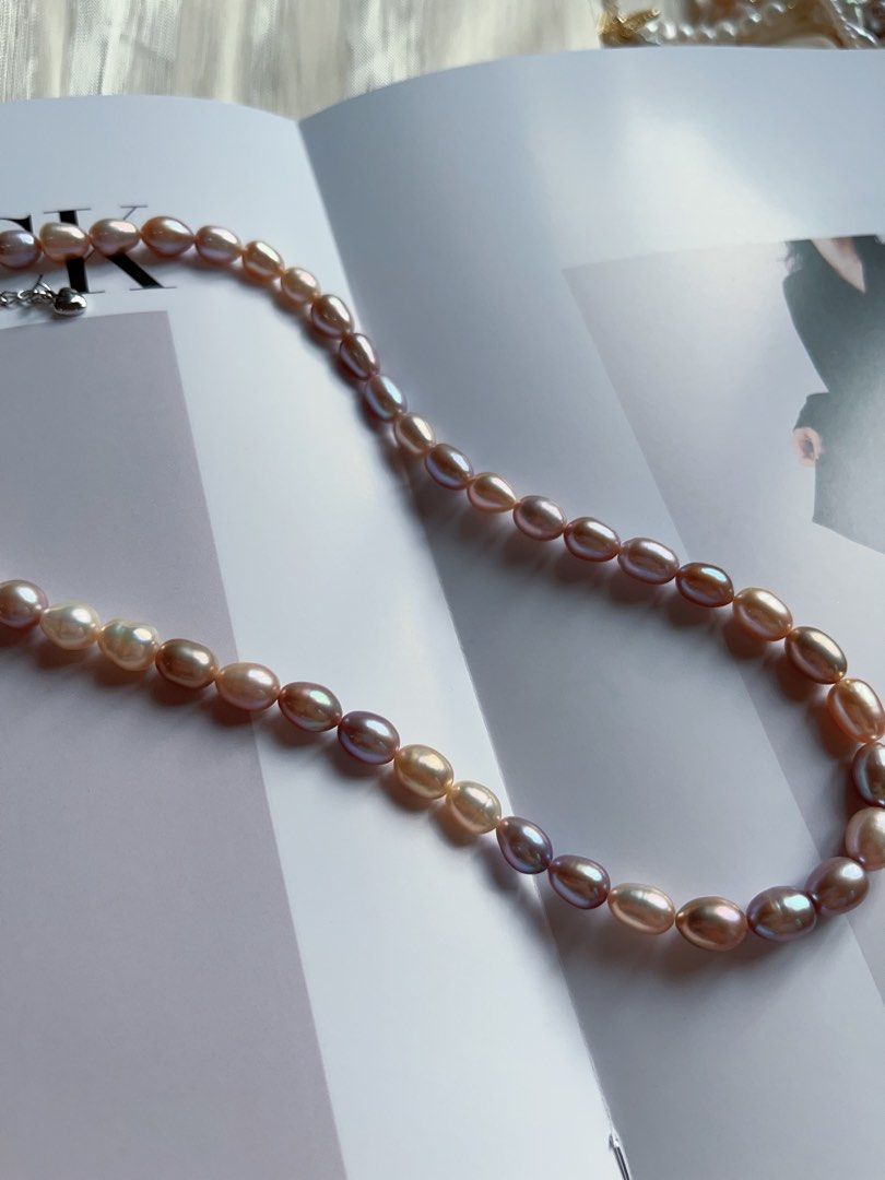 #PN38 [Minimalist] Colourful Summer|Handmade|Original Design |Freshwater Pearl Necklace |Mixed Colour Rice Pearl |Metallic Lustre |Rare