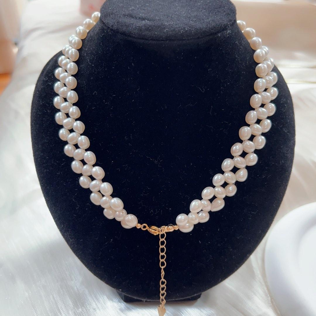 #PN120 Freshwater Pearl Braided Necklace White