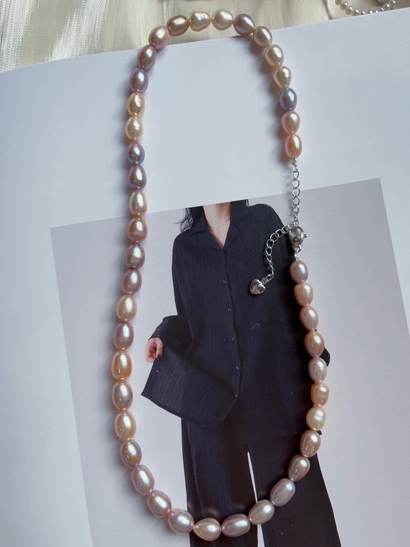 #PN38 [Minimalist] Colourful Summer|Handmade|Original Design |Freshwater Pearl Necklace |Mixed Colour Rice Pearl |Metallic Lustre |Rare