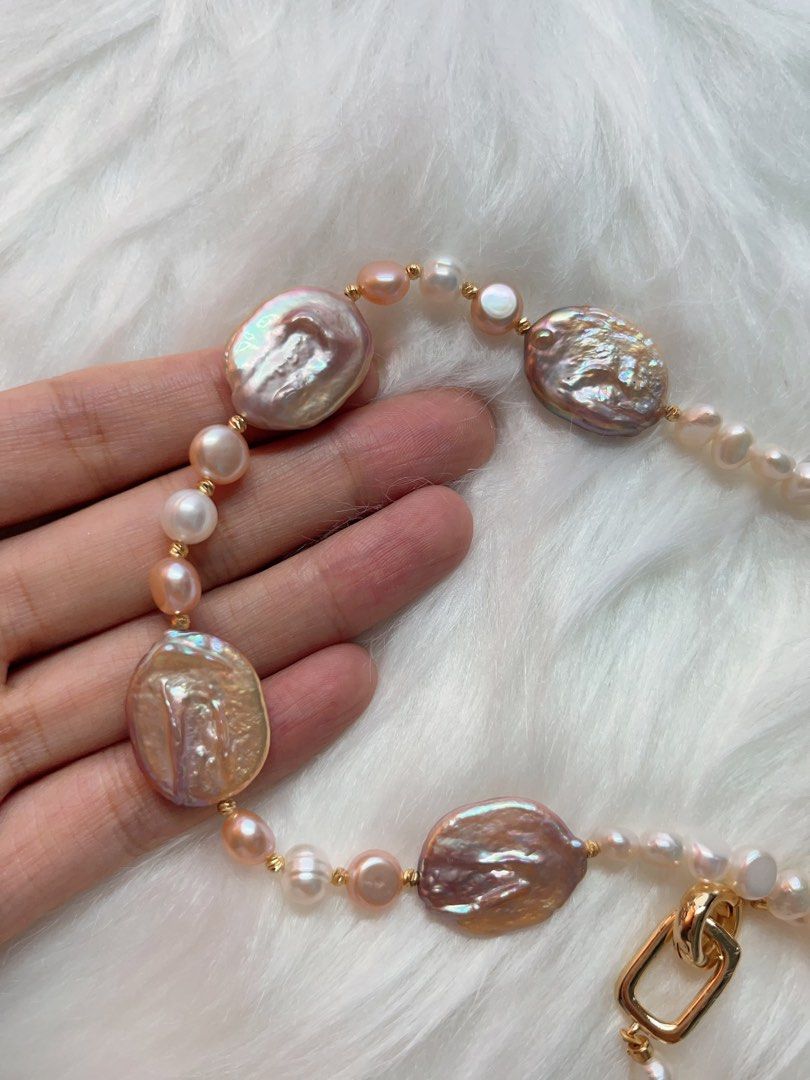#PN286 Beach & Waves| Freshwater Pearl Necklace | Big Purple Oval Baroque Pearl | Excellent Lustre