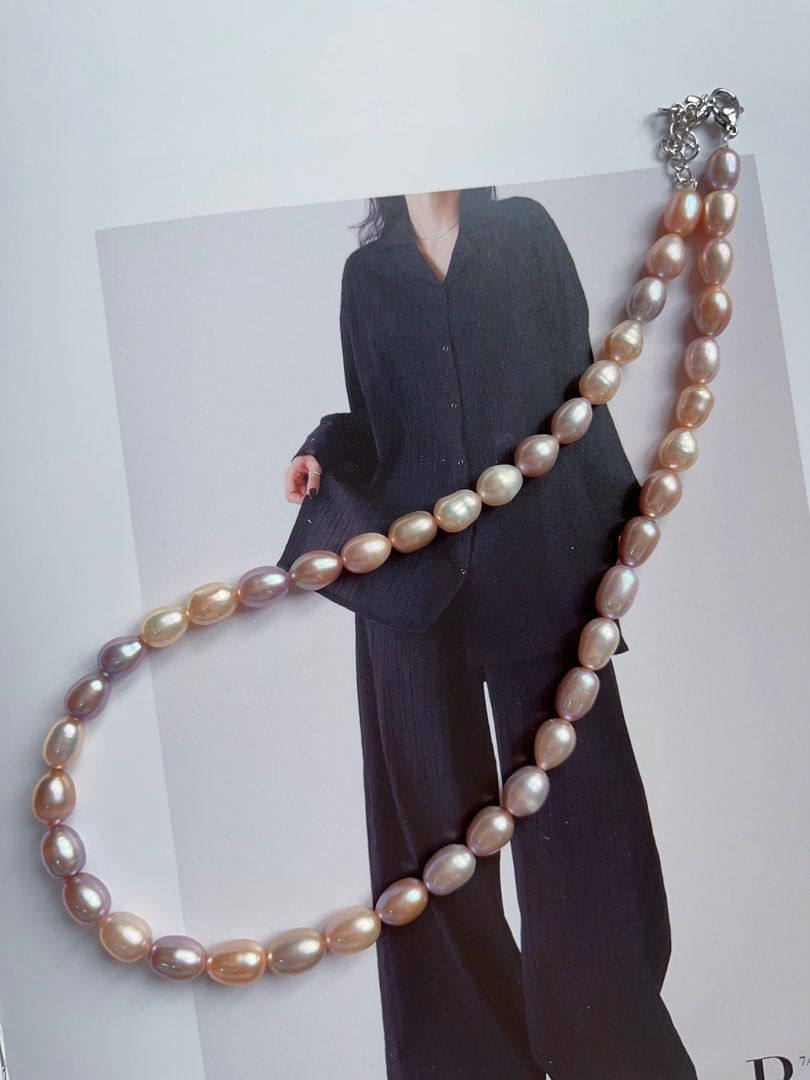 #PN38 [Minimalist] Colourful Summer|Handmade|Original Design |Freshwater Pearl Necklace |Mixed Colour Rice Pearl |Metallic Lustre |Rare